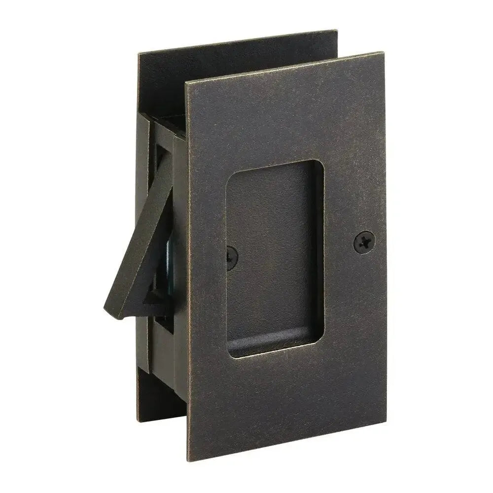 Emtek Modern Rectangular Pocket Door Lock in Medium Bronze Patina finish