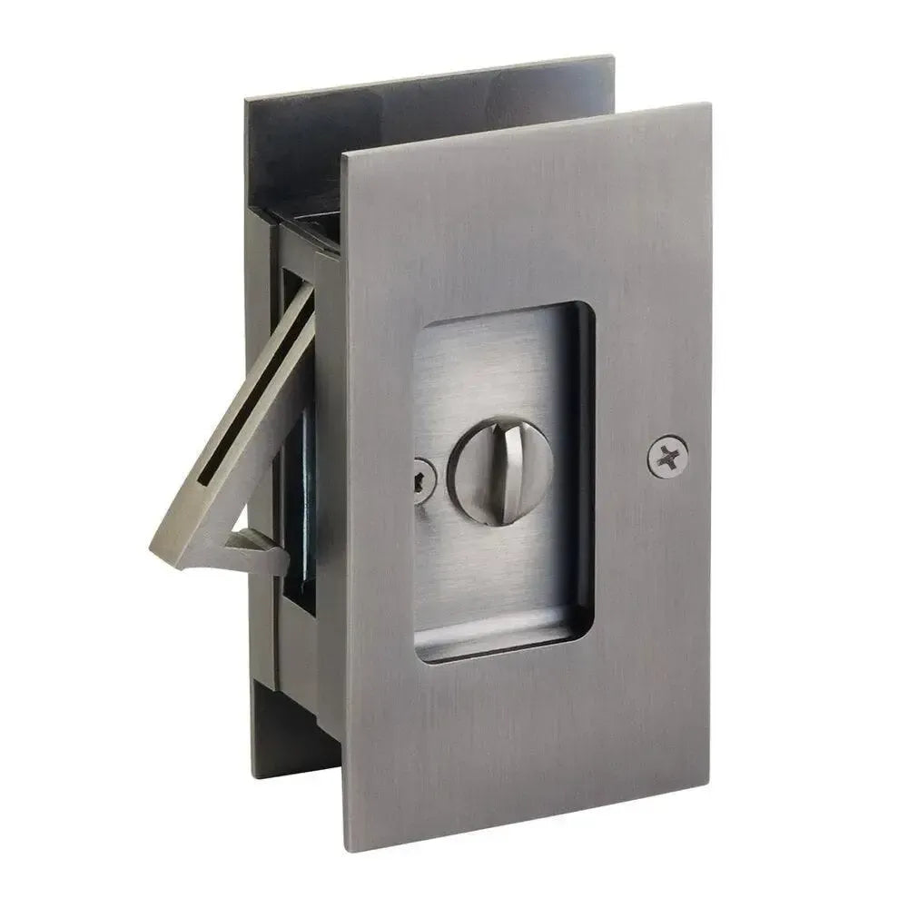 Emtek Modern Rectangular Pocket Door Lock in Pewter finish