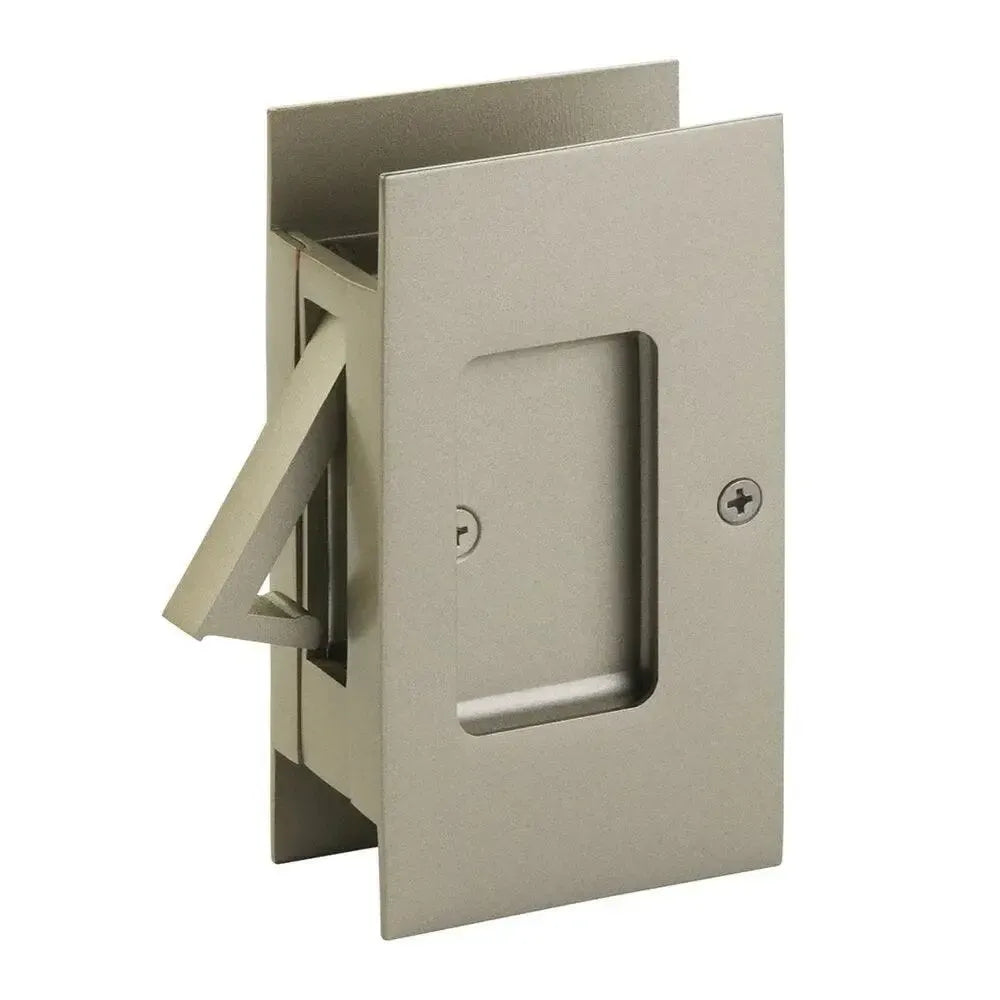 Emtek Modern Rectangular Pocket Door Lock in Tumbled White Bronze finish