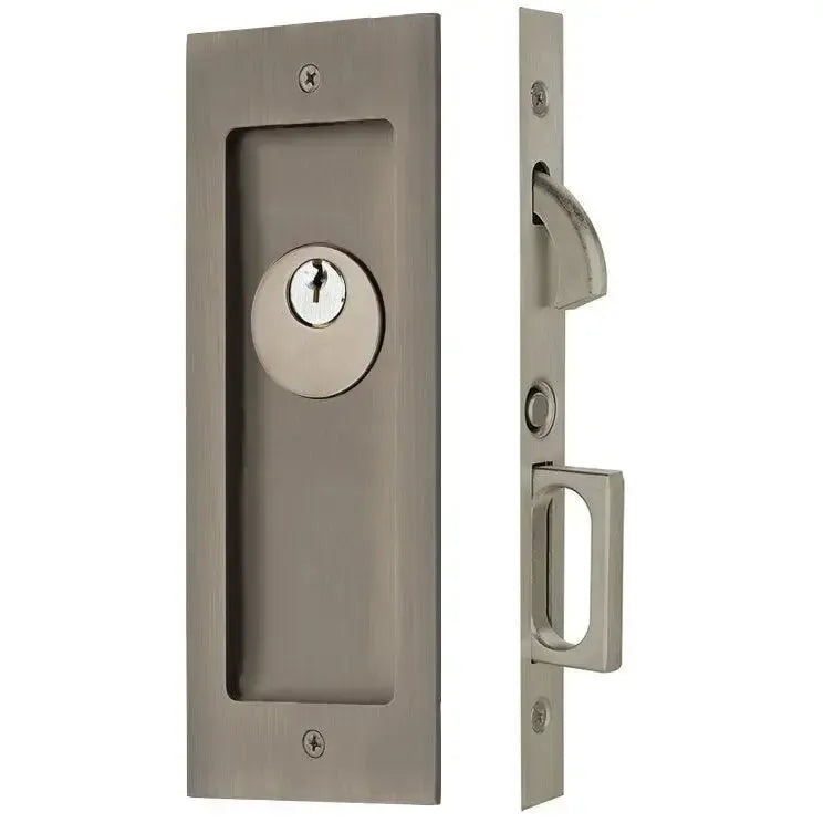 Emtek Modern Rectangular Pocket Door Mortise Lock in Pewter finish