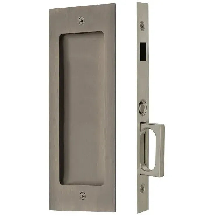 Emtek Modern Rectangular Pocket Door Mortise Lock in Pewter finish