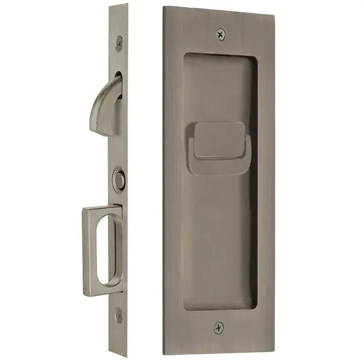 Emtek Modern Rectangular Pocket Door Mortise Lock in Pewter finish