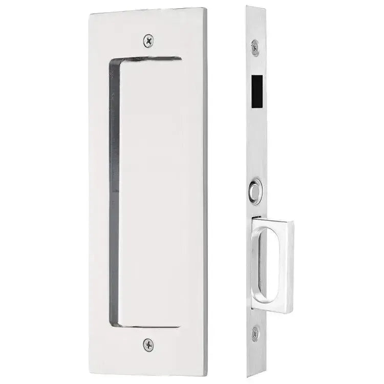 Emtek Modern Rectangular Pocket Door Mortise Lock in Polished Chrome finish