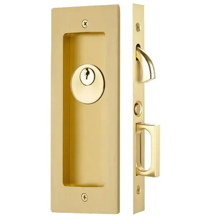 Emtek Modern Rectangular Pocket Door Mortise Lock in Satin Brass finish