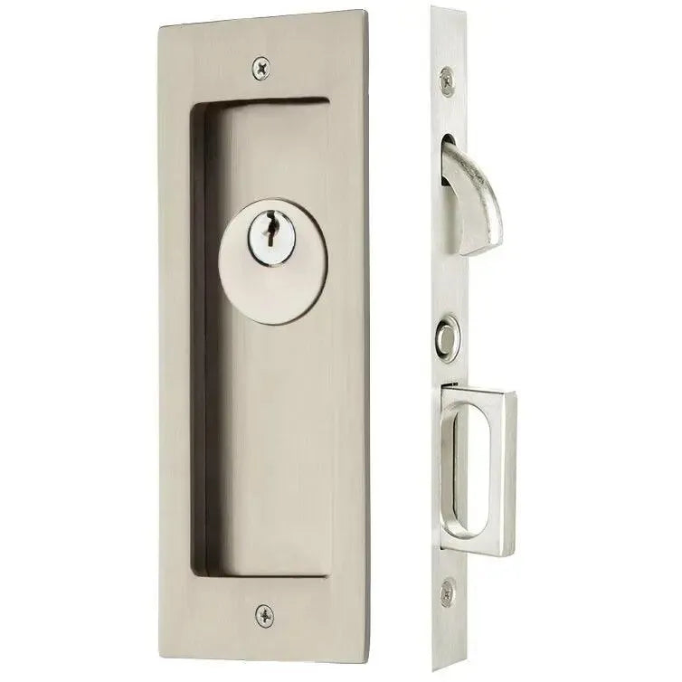 Emtek Modern Rectangular Pocket Door Mortise Lock in Satin Nickel finish