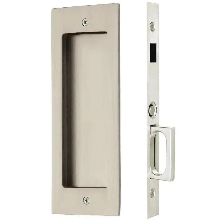 Emtek Modern Rectangular Pocket Door Mortise Lock in Satin Nickel finish