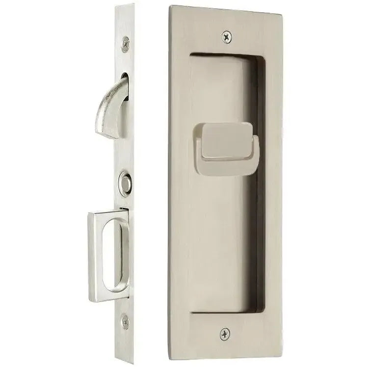 Emtek Modern Rectangular Pocket Door Mortise Lock in Satin Nickel finish