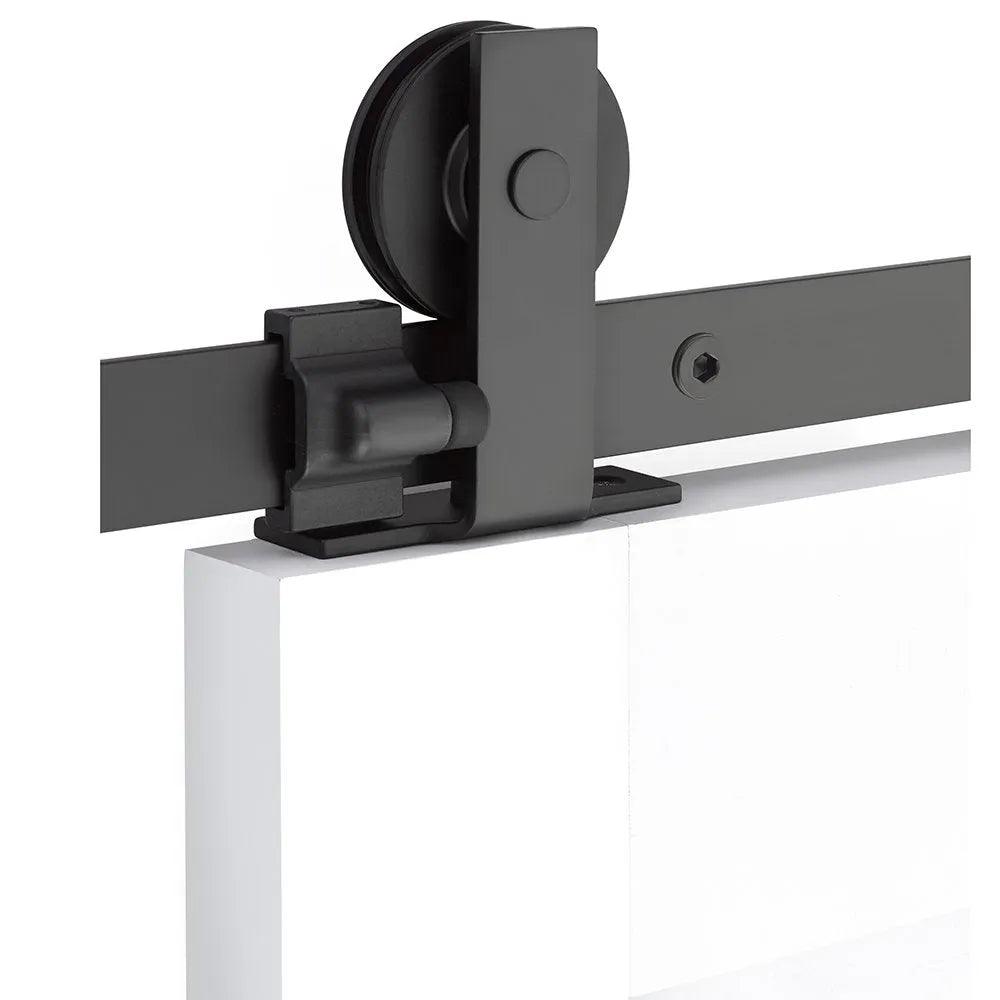 EmtekEmtek Modern Rectangular Top Mount Hanger 6'6" Track with Solid Wheel & Flat Fastener in 