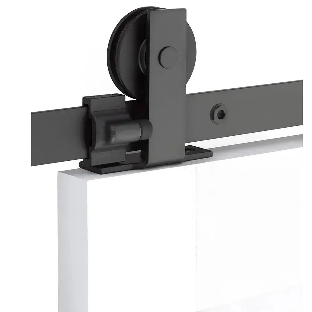 EmtekEmtek Modern Rectangular Top Mount Hanger 8' Track with Solid Wheel & Classic Fastener in 