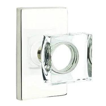 EmtekEmtek Modern Square Crystal Knob with Modern Rectangular Rosette in 