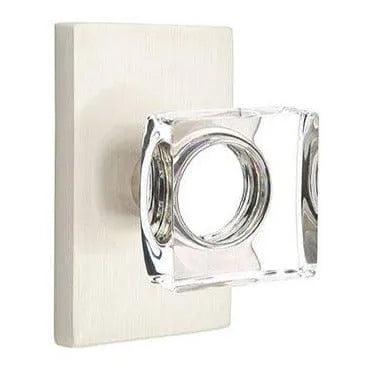 EmtekEmtek Modern Square Crystal Knob with Modern Rectangular Rosette in 