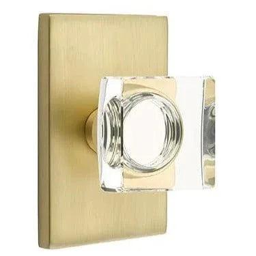 EmtekEmtek Modern Square Crystal Knob with Modern Rectangular Rosette in 