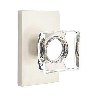 EmtekEmtek Modern Square Crystal Knob with Modern Rectangular Rosette in 