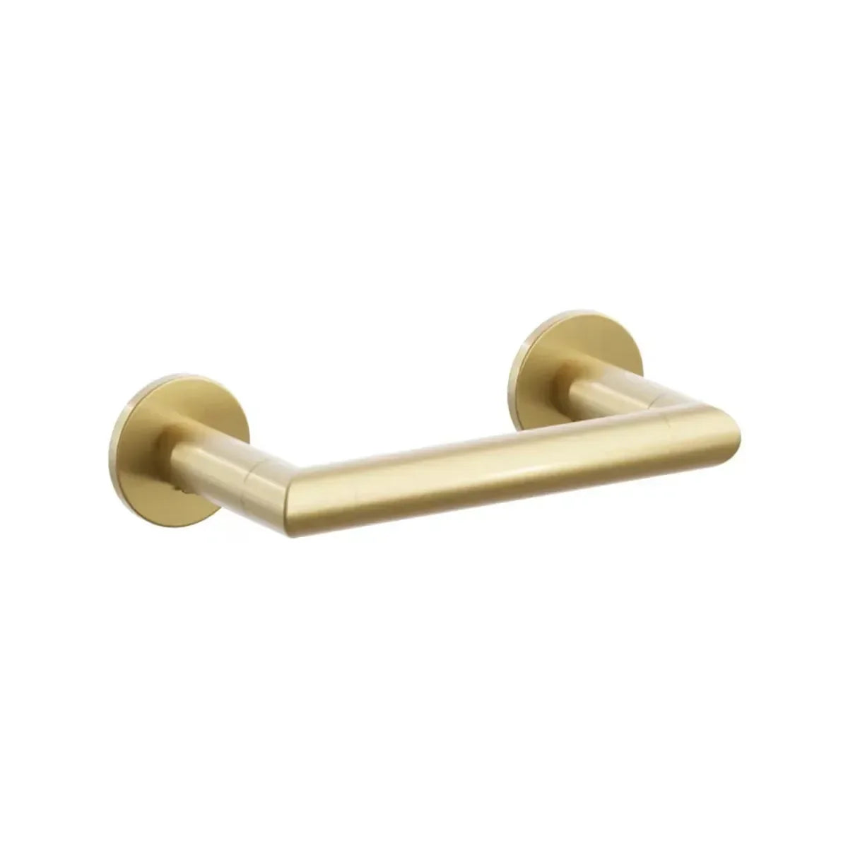 The Emtek Modern Tubular Brass Paper Holder - Pivoting Double Post with Small Disc Rosette in French Antique finish.
