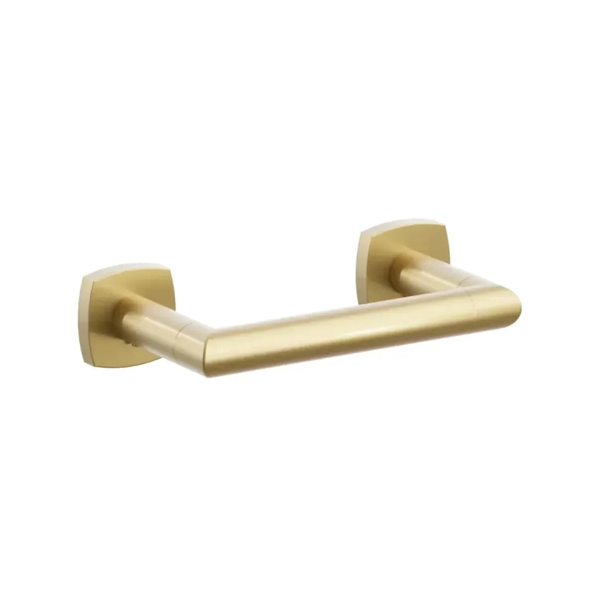 The Emtek Modern Tubular Brass Paper Holder - Pivoting Double Post with Soft Square Rosette in French Antique finish.