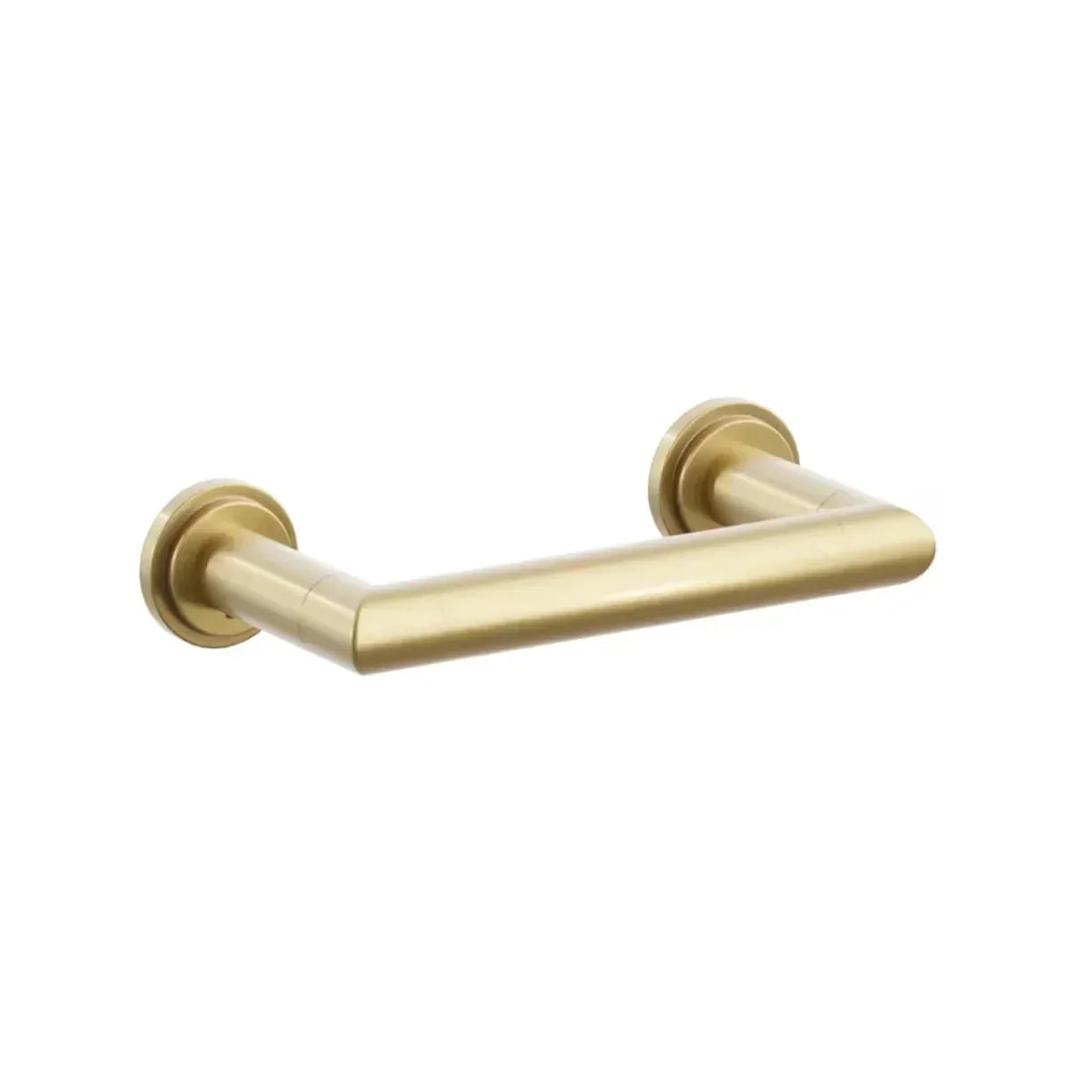The Emtek Modern Tubular Brass Paper Holder - Pivoting Double Post with Step Disk Rosette in French Antique finish.