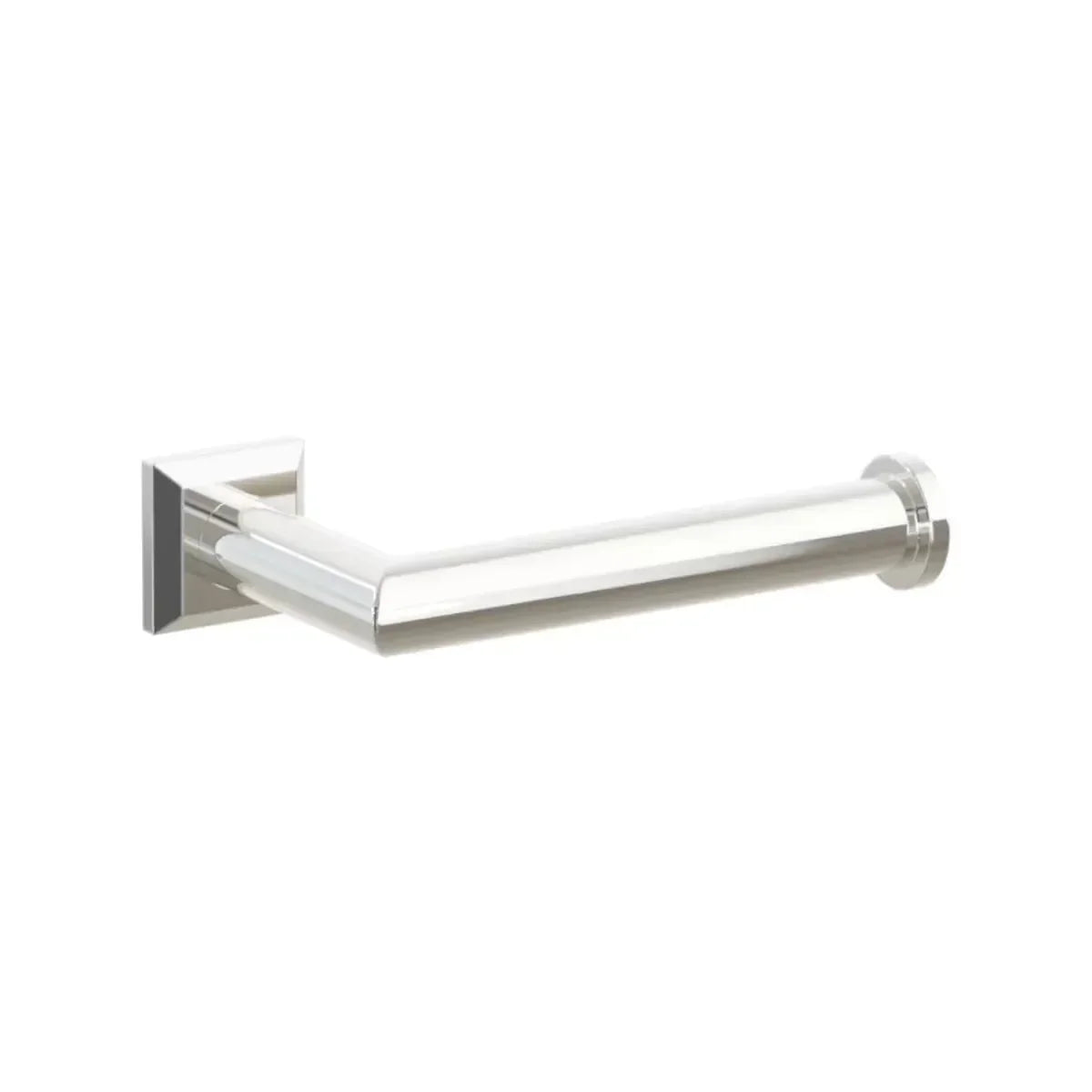The Emtek Modern Tubular Brass Paper Holder - Single Post with Chamfered Square Rosette in finish.