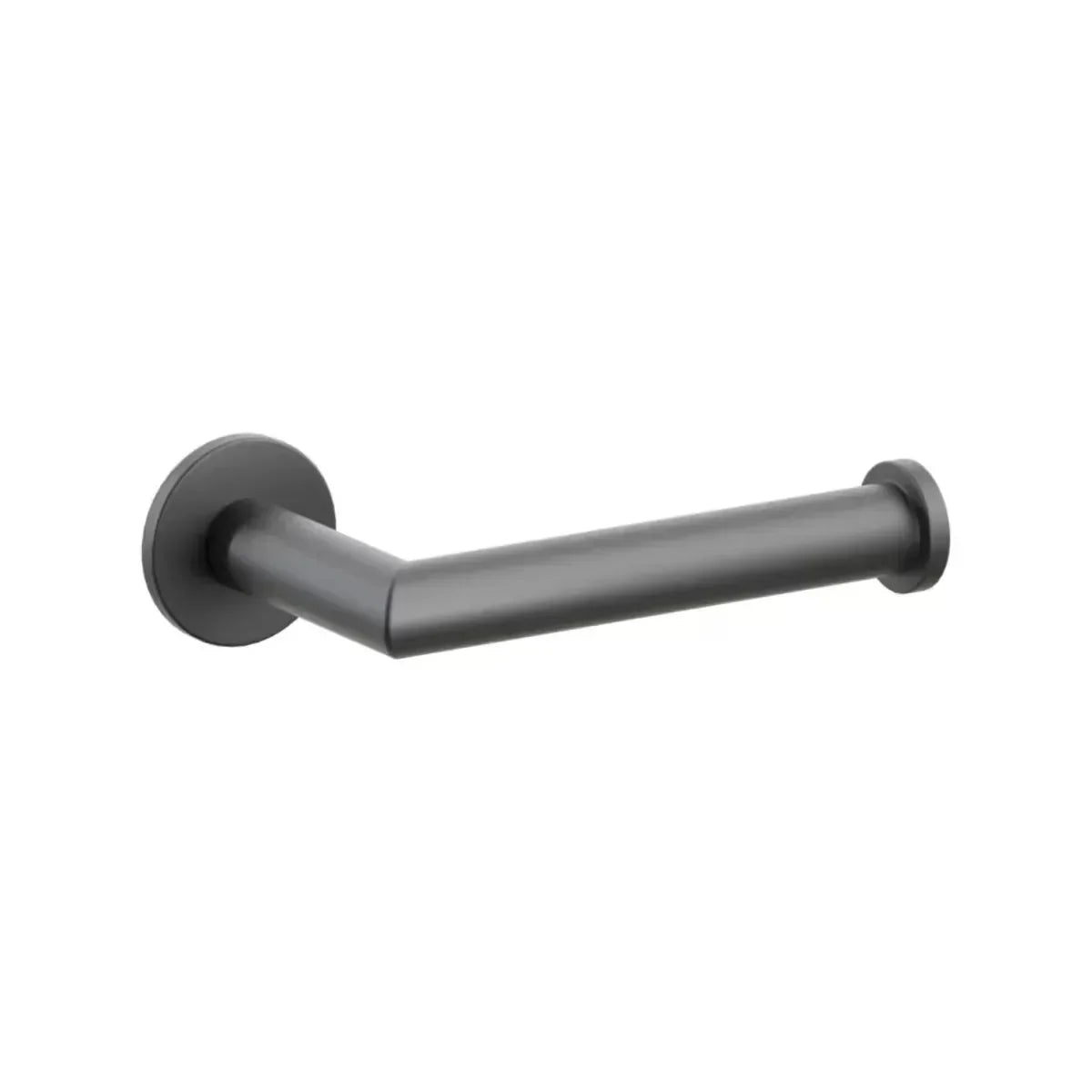 The Emtek Modern Tubular Brass Paper Holder - Single Post with Small Disc Rosette in Flat Black finish.