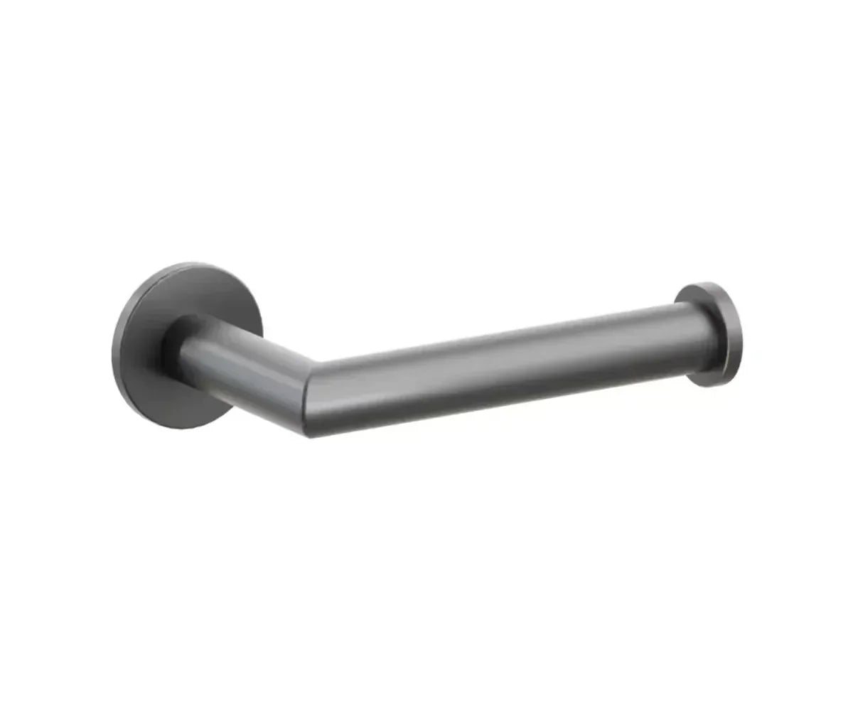 The Emtek Modern Tubular Brass Paper Holder - Single Post with Small Disc Rosette in Oil Rubbed Bronze finish.