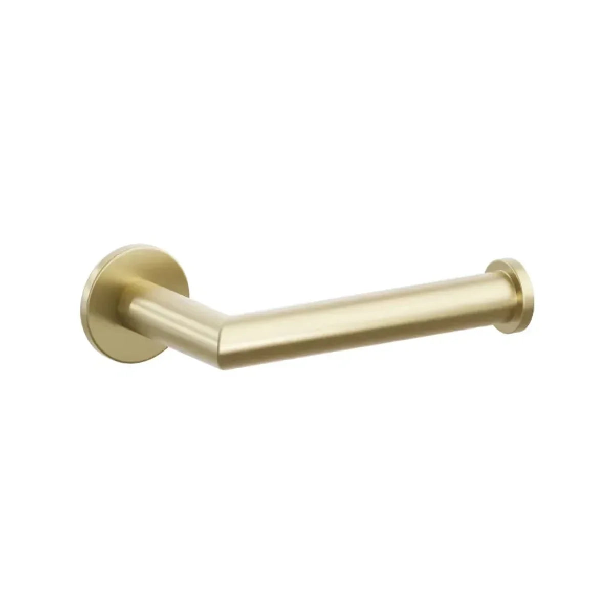 The Emtek Modern Tubular Brass Paper Holder - Single Post with Small Disc Rosette in Satin Brass finish.