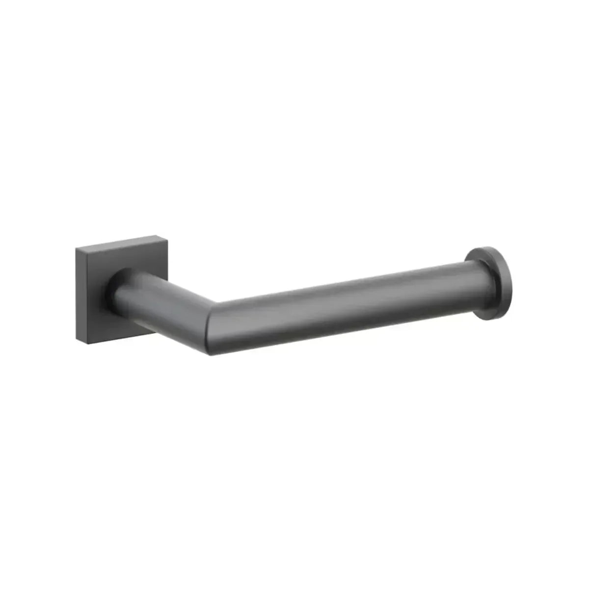 The Emtek Modern Tubular Brass Paper Holder - Single Post with Small Square Rosette in Flat Black finish.