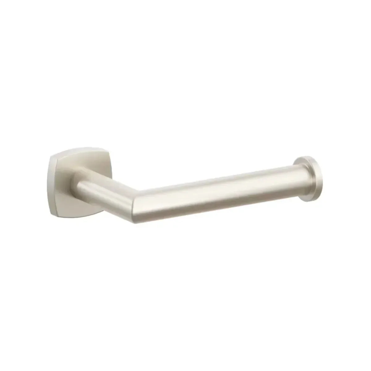The Emtek Modern Tubular Brass Paper Holder - Single Post with Soft Square Rosette in finish.