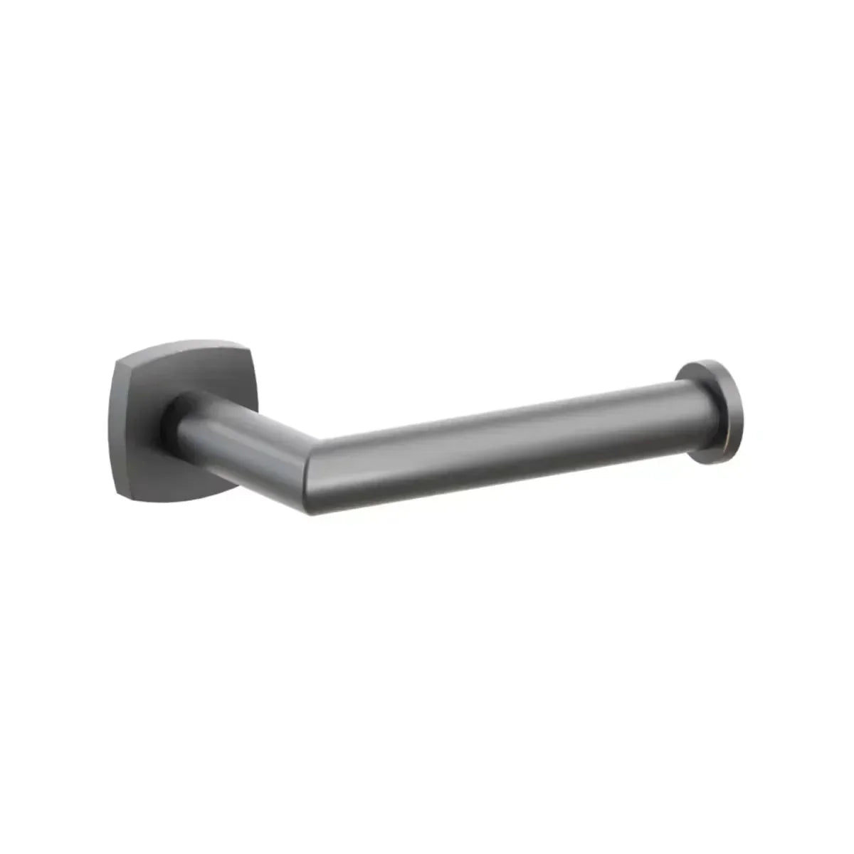 The Emtek Modern Tubular Brass Paper Holder - Single Post with Soft Square Rosette in Flat Black finish.