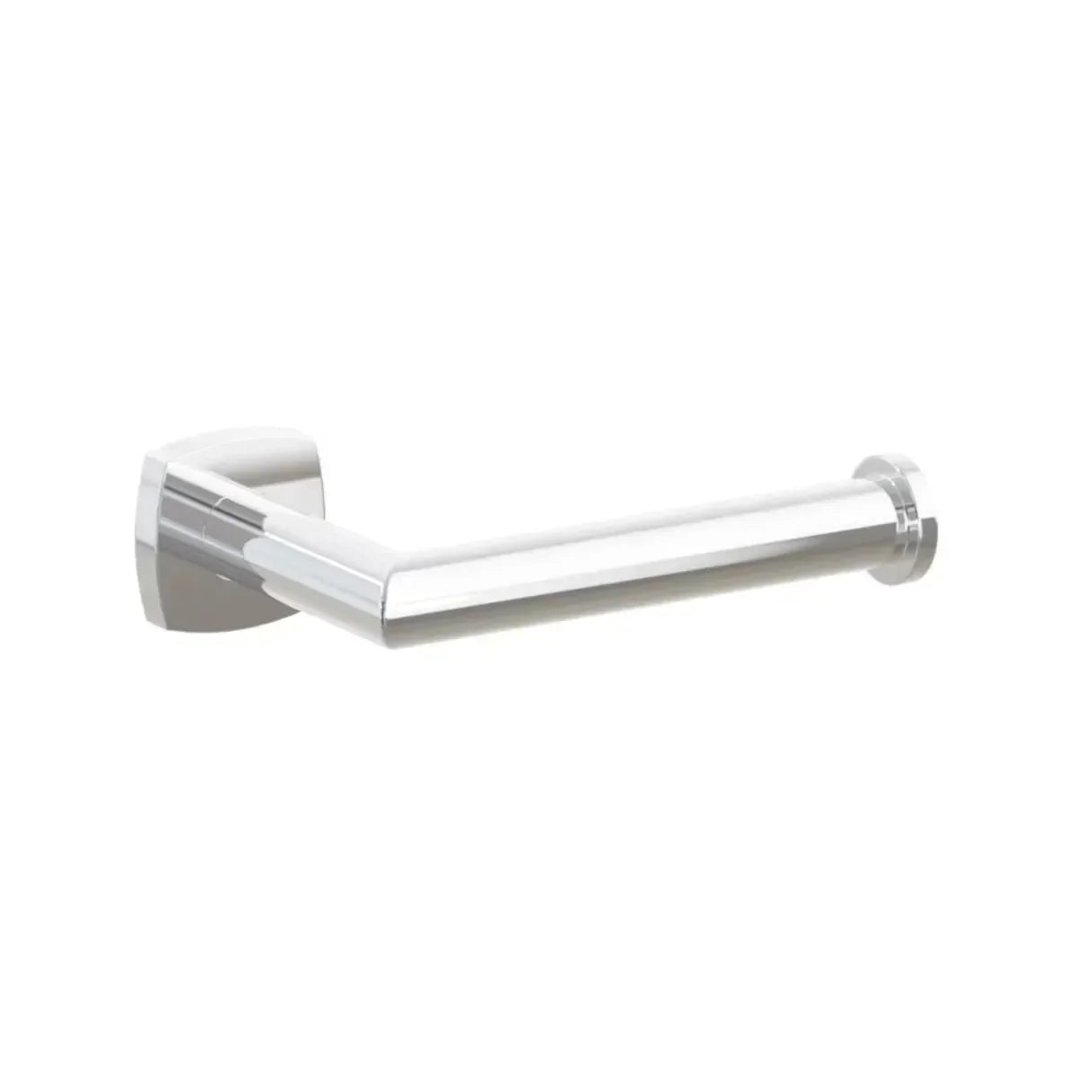 The Emtek Modern Tubular Brass Paper Holder - Single Post with Soft Square Rosette in Polished Chrome finish.