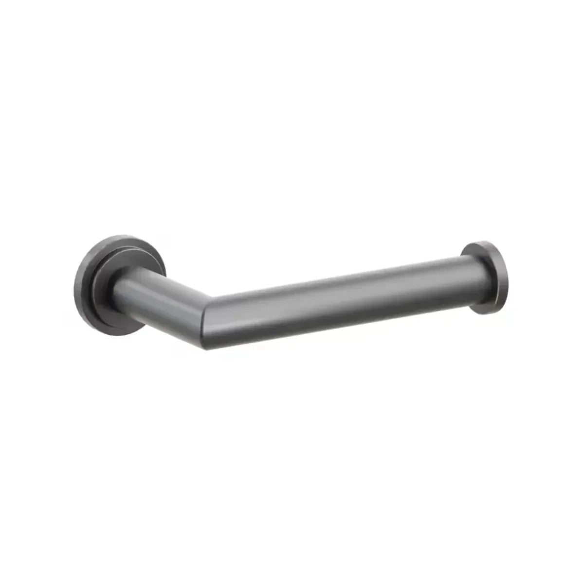 The Emtek Modern Tubular Brass Paper Holder - Single Post with Step Disk Rosette in Oil Rubbed Bronze finish.