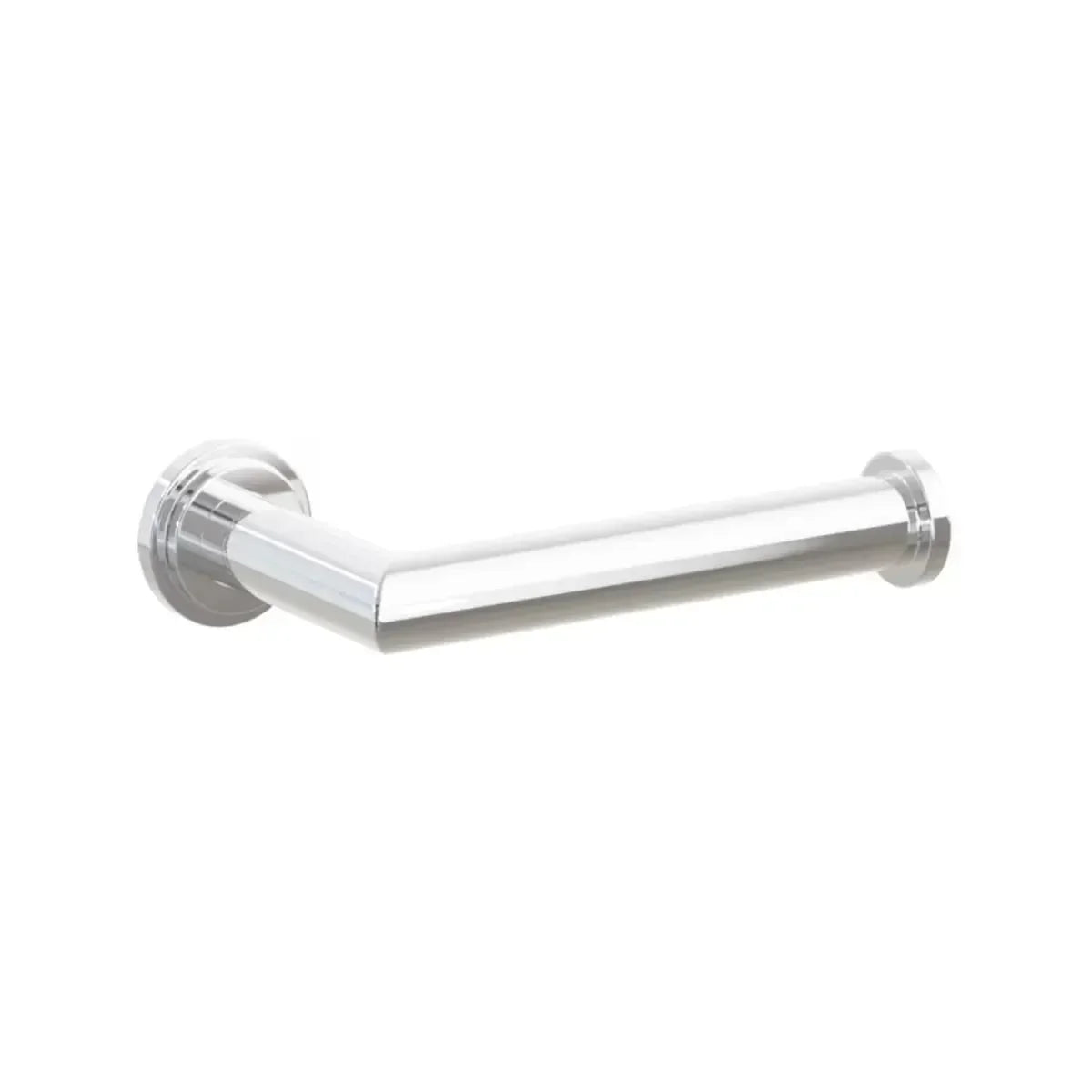 The Emtek Modern Tubular Brass Paper Holder - Single Post with Step Disk Rosette in Polished Chrome finish.