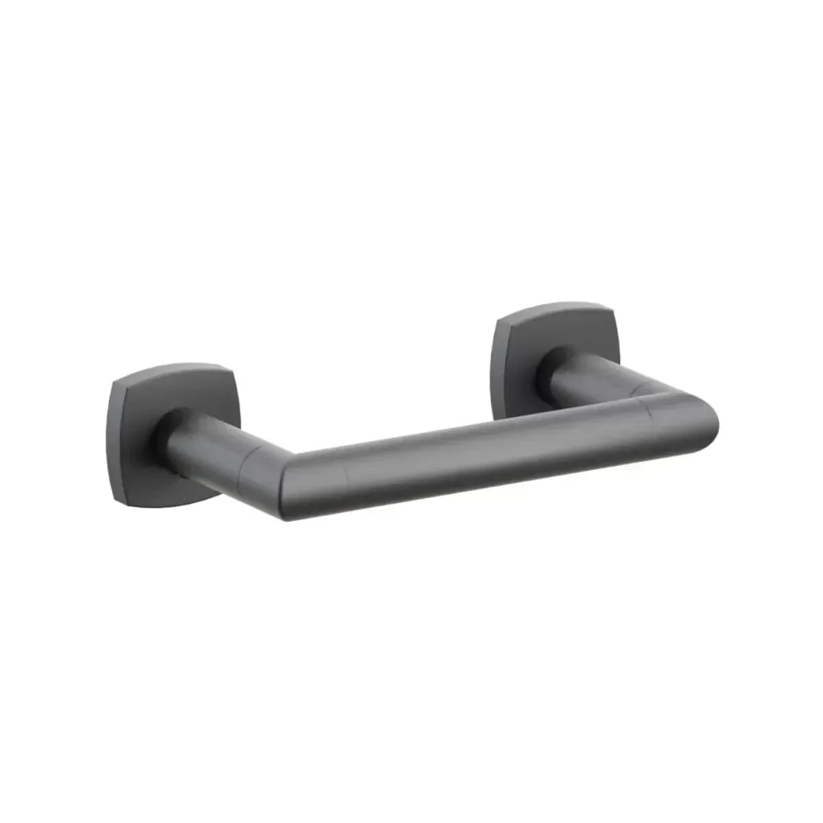 Emtek Modern Tubular Brass Paper Holder with Pivoting Double Post & Soft Square Rosette Flat Black