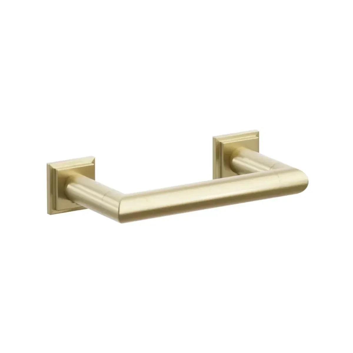 Emtek Modern Tubular Brass Paper Holder with Pivoting Double Post & Step Square Rosette Satin Brass
