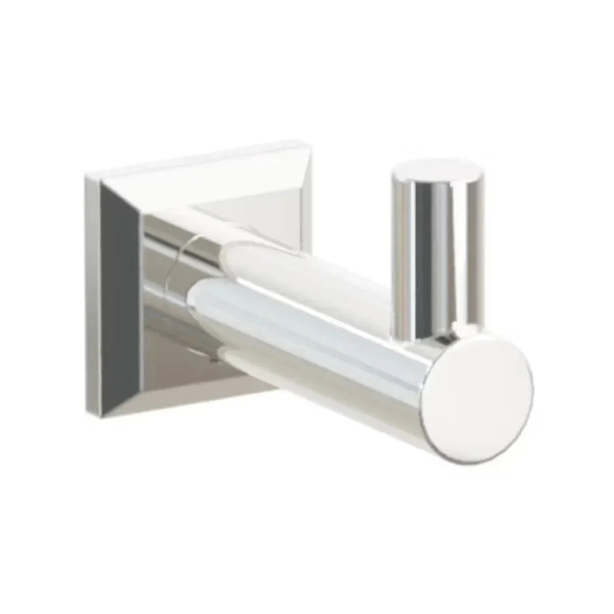 Emtek Modern Tubular Brass Single Hook with Chamfered Square Rosette Lifetime Polished Nickel