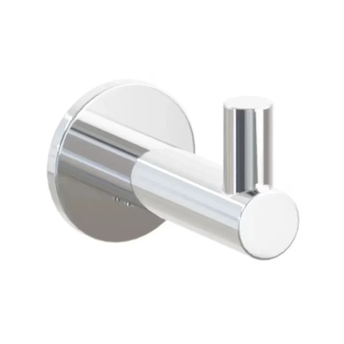 The Emtek Modern Tubular Brass Single Hook with Small Disc Rosette in Polished Chrome finish.