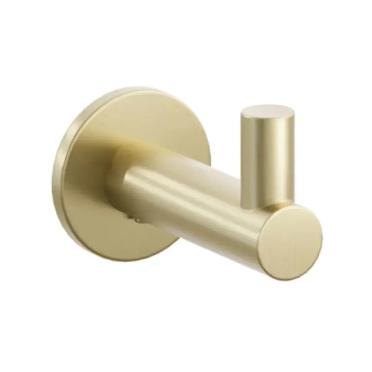 The Emtek Modern Tubular Brass Single Hook with Small Disc Rosette in Satin Brass finish.