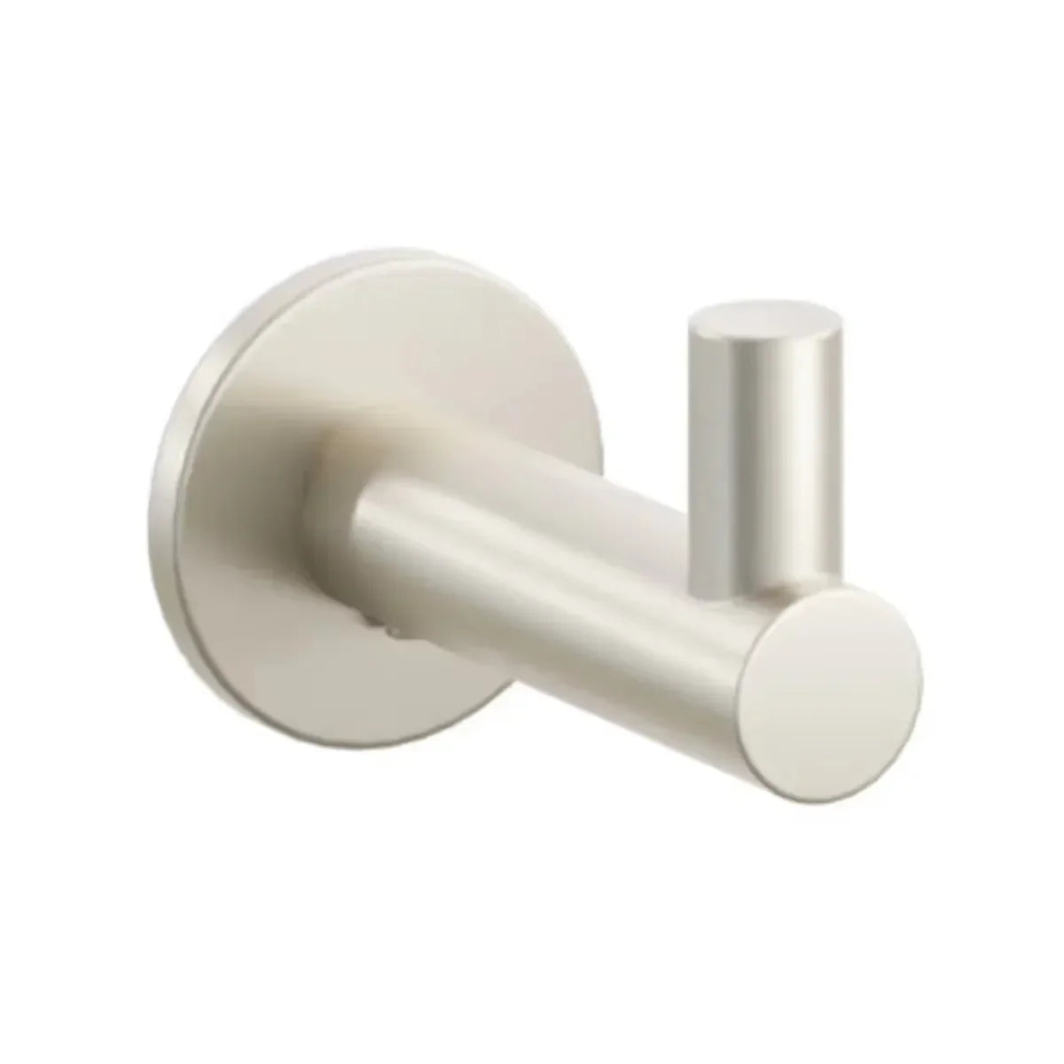 The Emtek Modern Tubular Brass Single Hook with Small Disc Rosette in Satin Nickel finish.