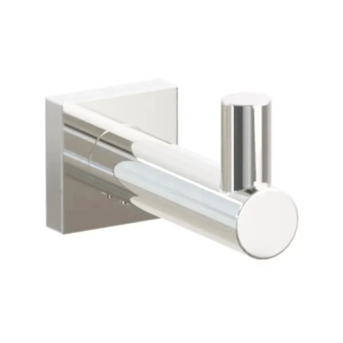 Emtek Modern Tubular Brass Single Hook with Small Square Rosette Lifetime Polished Nickel