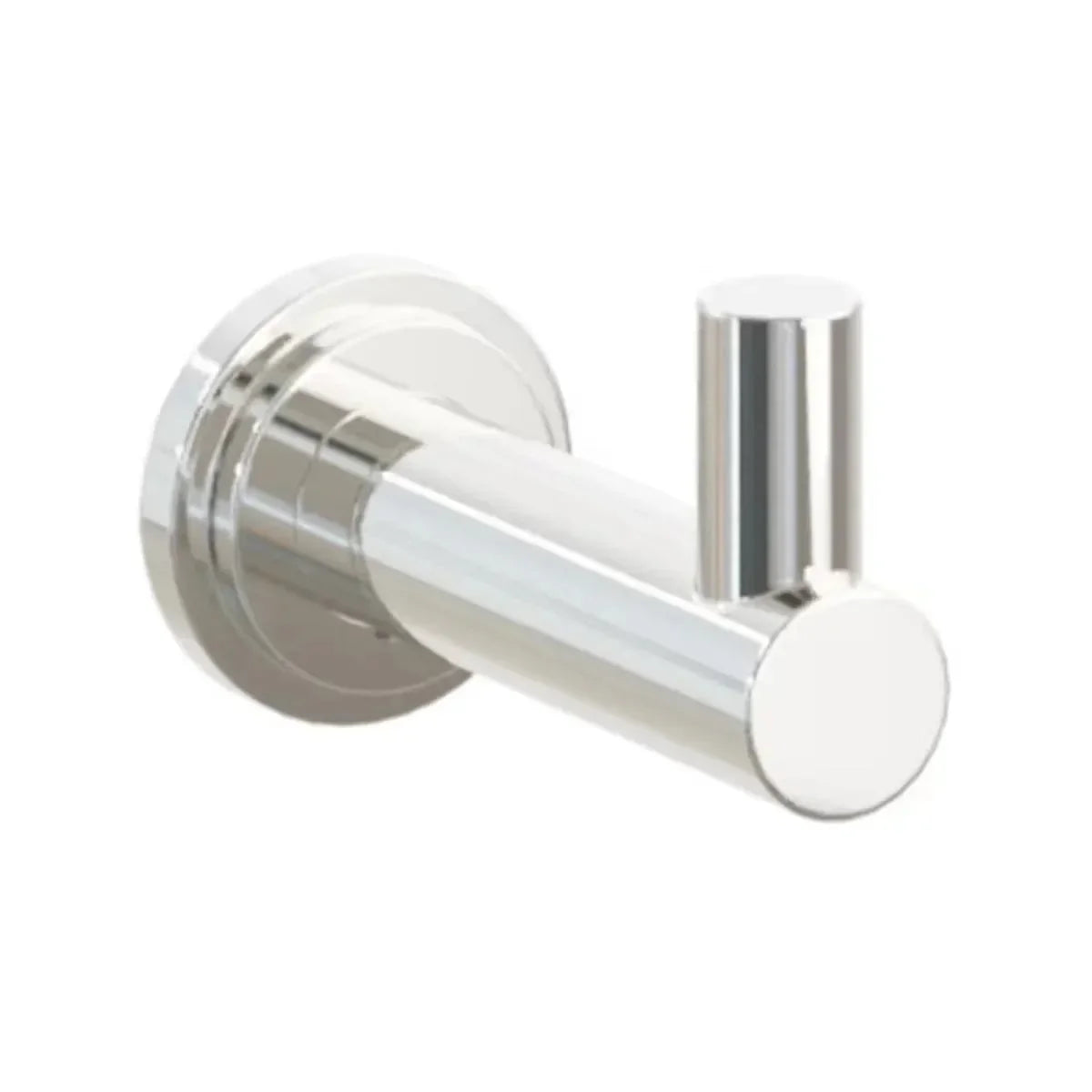 The Emtek Modern Tubular Brass Single Hook with Step Disk Rosette in Lifetime Polished Nickel finish.