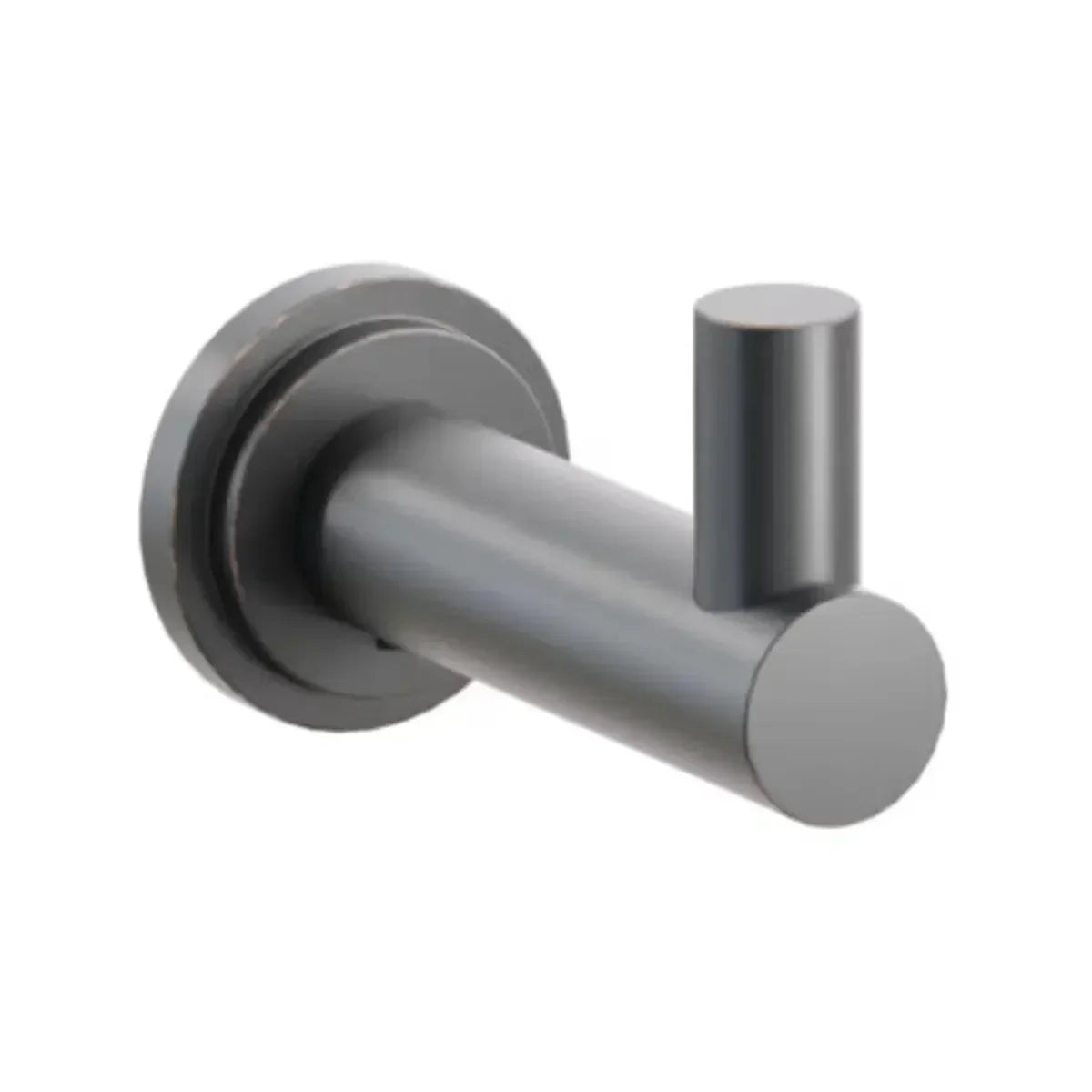 The Emtek Modern Tubular Brass Single Hook with Step Disk Rosette in Oil Rubbed Bronze finish.