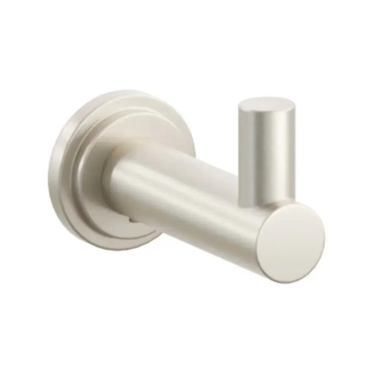 The Emtek Modern Tubular Brass Single Hook with Step Disk Rosette in Satin Nickel finish.