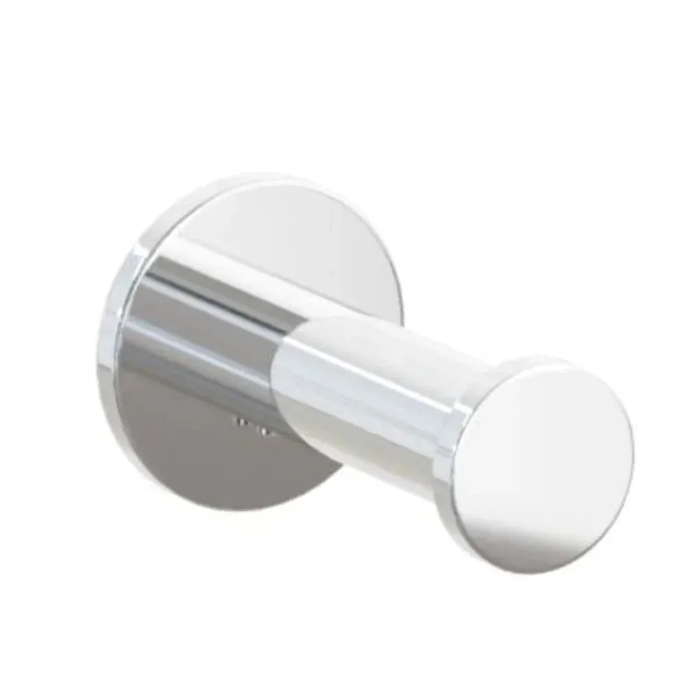 The Emtek Modern Tubular Brass Single Robe Hook with Small Disc Rosette in Polished Chrome finish.