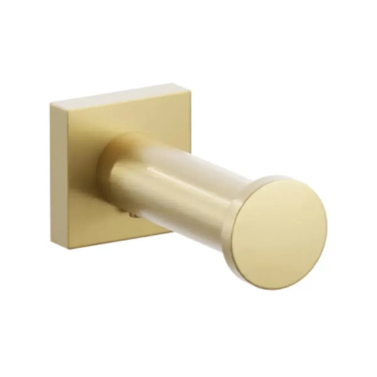 The Emtek Modern Tubular Brass Single Robe Hook with Small Square Rosette in French Antique finish.