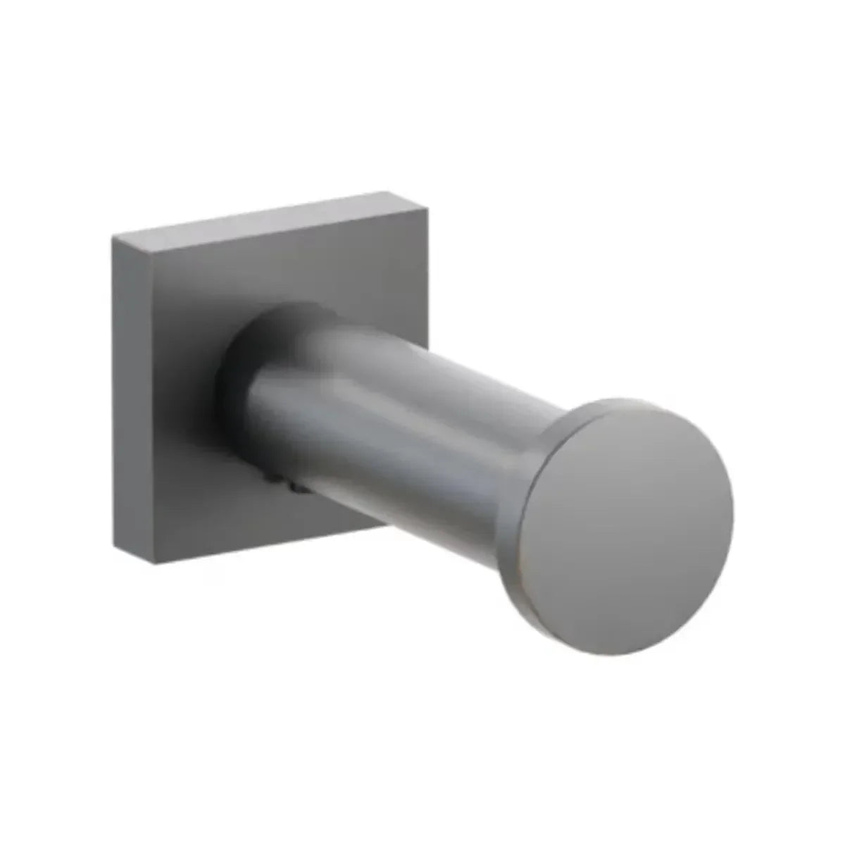 The Emtek Modern Tubular Brass Single Robe Hook with Small Square Rosette in Oil Rubbed Bronze finish.