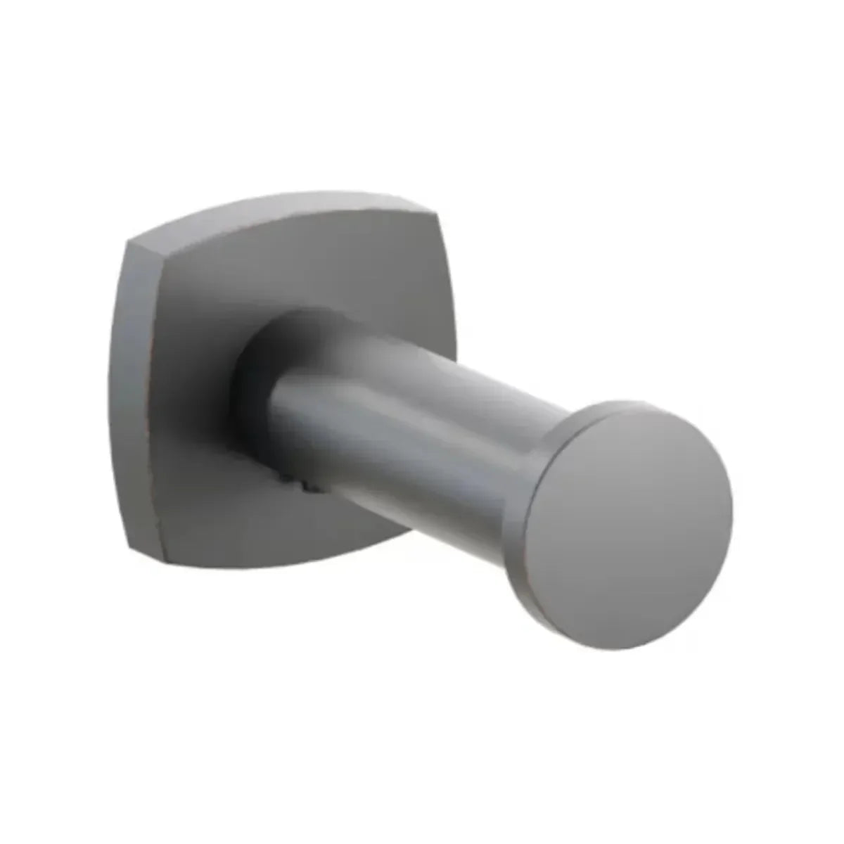 The Emtek Modern Tubular Brass Single Robe Hook with Soft Square Rosette in Oil Rubbed Bronze finish.