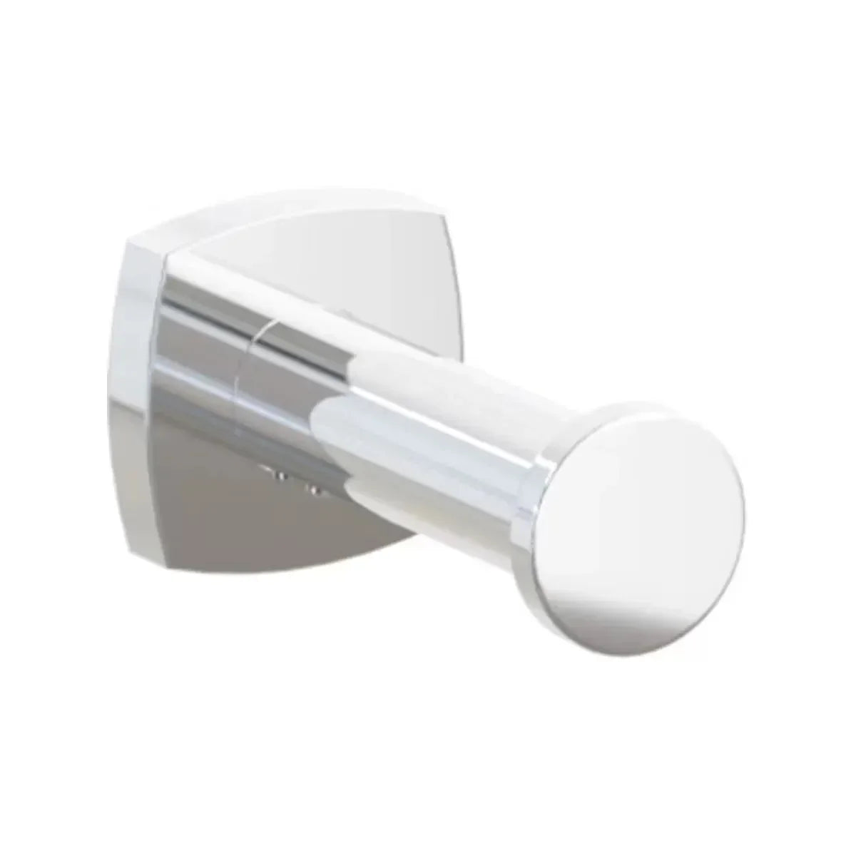 The Emtek Modern Tubular Brass Single Robe Hook with Soft Square Rosette in Polished Chrome finish.