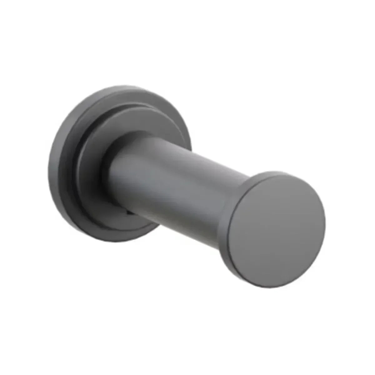The Emtek Modern Tubular Brass Single Robe Hook with Step Disk Rosette in Flat Black finish.