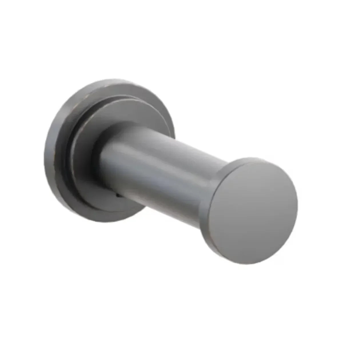 The Emtek Modern Tubular Brass Single Robe Hook with Step Disk Rosette in Oil Rubbed Bronze finish.