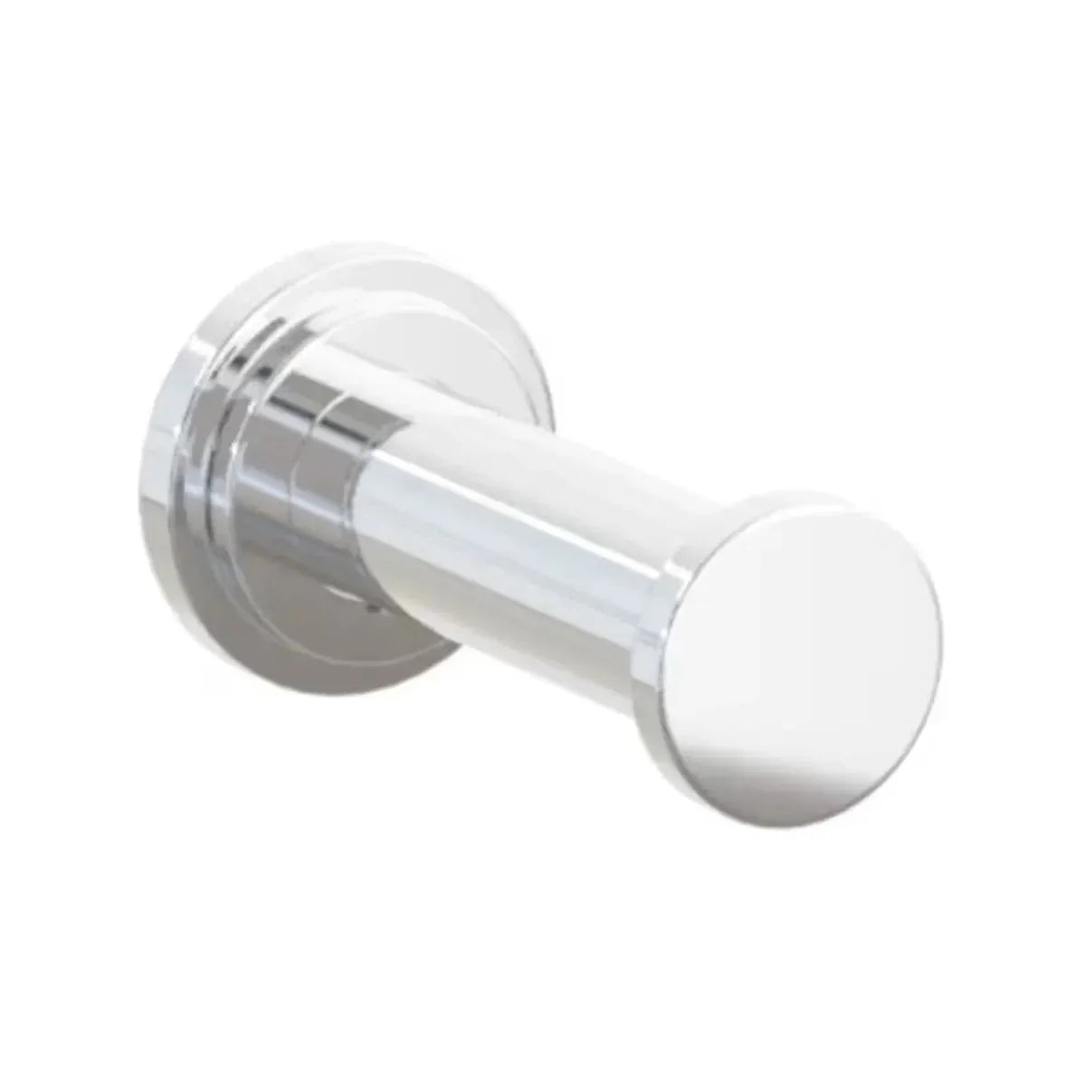 The Emtek Modern Tubular Brass Single Robe Hook with Step Disk Rosette in Polished Chrome finish.