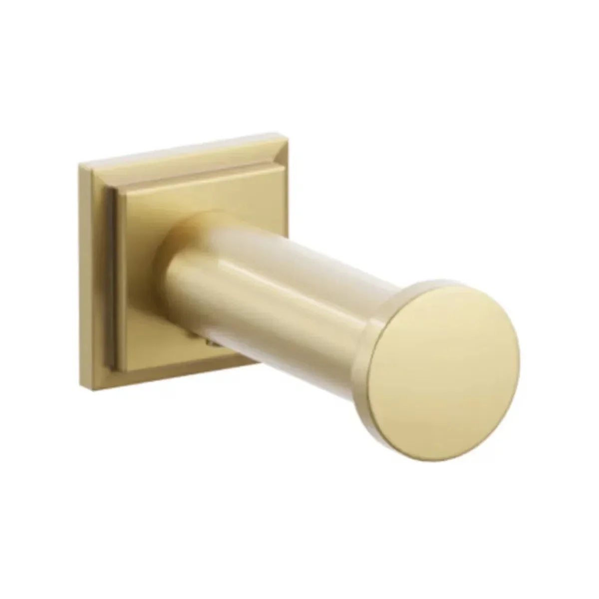 The Emtek Modern Tubular Brass Single Robe Hook with Step Square Rosette in French Antique finish.