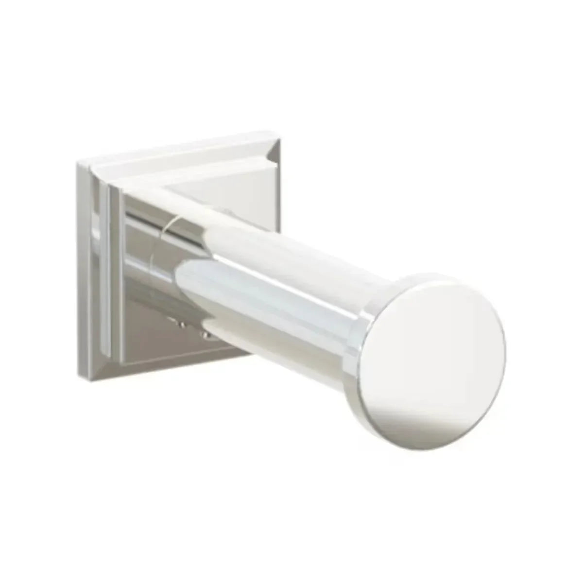 The Emtek Modern Tubular Brass Single Robe Hook with Step Square Rosette in Lifetime Polished Nickel finish.